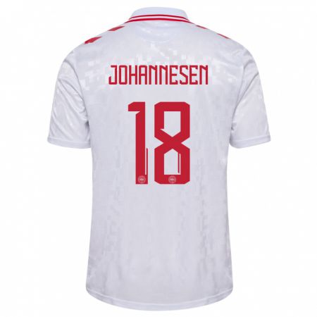 Kandiny Niño Camiseta Dinamarca Sofus Johannesen #18 Blanco 2ª Equipación 24-26 La Camisa Chile