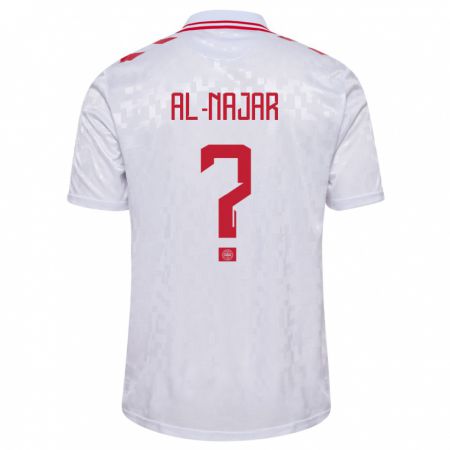Kandiny Niño Camiseta Dinamarca Ali Al-Najar #0 Blanco 2ª Equipación 24-26 La Camisa Chile