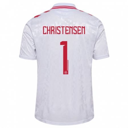 Kandiny Niño Camiseta Dinamarca Lene Christensen #1 Blanco 2ª Equipación 24-26 La Camisa Chile