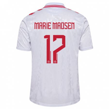 Kandiny Niño Camiseta Dinamarca Rikke Marie Madsen #17 Blanco 2ª Equipación 24-26 La Camisa Chile