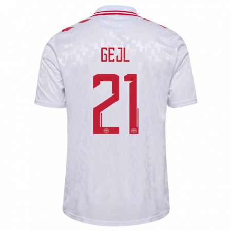 Kandiny Niño Camiseta Dinamarca Mille Gejl #21 Blanco 2ª Equipación 24-26 La Camisa Chile