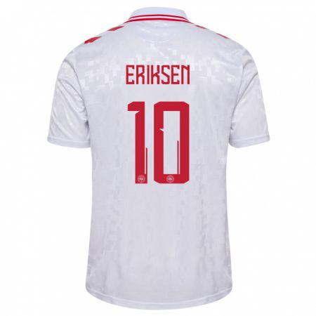 Kandiny Niño Camiseta Dinamarca Christian Eriksen #10 Blanco 2ª Equipación 24-26 La Camisa Chile
