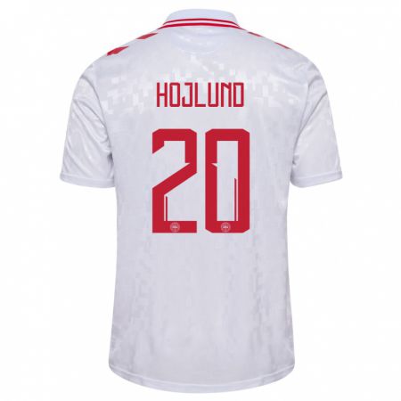 Kandiny Niño Camiseta Dinamarca Rasmus Hojlund #20 Blanco 2ª Equipación 24-26 La Camisa Chile