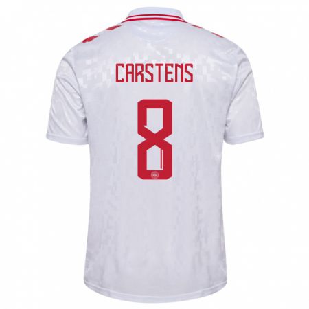 Kandiny Niño Camiseta Dinamarca Signe Carstens #8 Blanco 2ª Equipación 24-26 La Camisa Chile