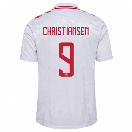 Kandiny Niño Camiseta Dinamarca Nanna Christiansen #9 Blanco 2ª Equipación 24-26 La Camisa Chile