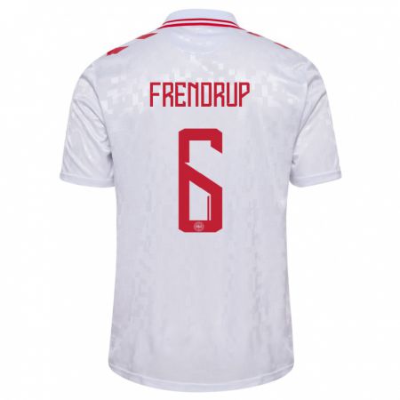 Kandiny Niño Camiseta Dinamarca Morten Frendrup #6 Blanco 2ª Equipación 24-26 La Camisa Chile