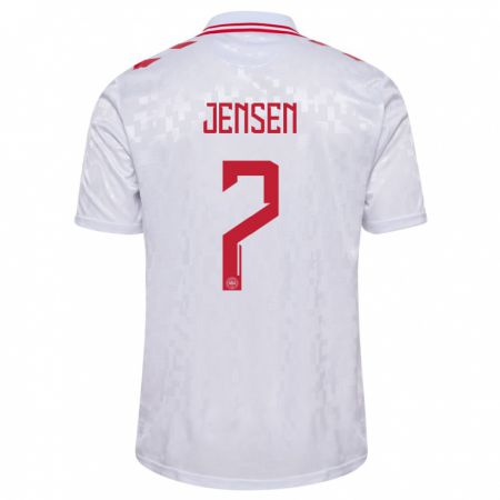 Kandiny Niño Camiseta Dinamarca Victor Jensen #7 Blanco 2ª Equipación 24-26 La Camisa Chile