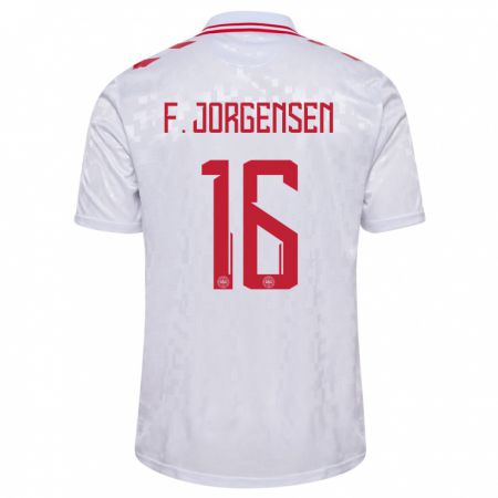 Kandiny Niño Camiseta Dinamarca Filip Jorgensen #16 Blanco 2ª Equipación 24-26 La Camisa Chile
