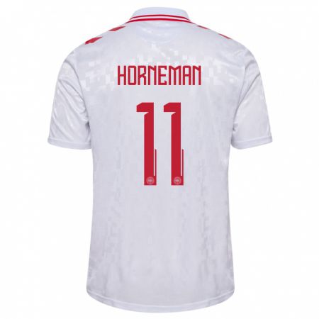 Kandiny Niño Camiseta Dinamarca Charly Horneman #11 Blanco 2ª Equipación 24-26 La Camisa Chile
