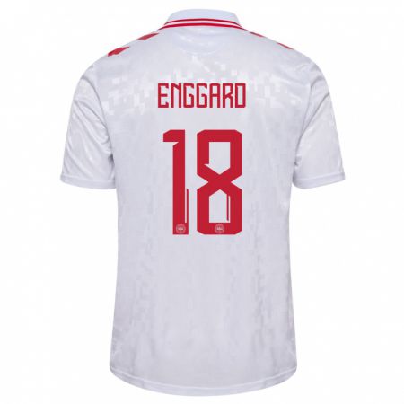 Kandiny Niño Camiseta Dinamarca Mads Enggard #18 Blanco 2ª Equipación 24-26 La Camisa Chile