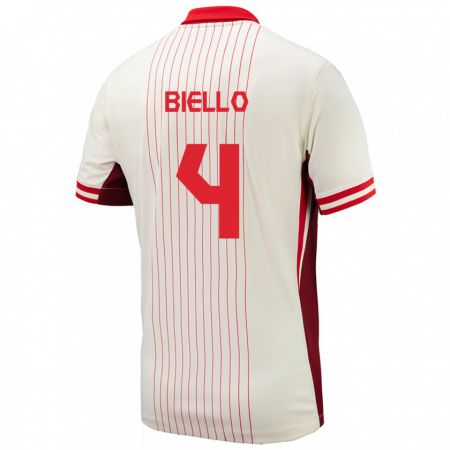 Kandiny Niño Camiseta Canadá Alessandro Biello #4 Blanco 2ª Equipación 24-26 La Camisa Chile