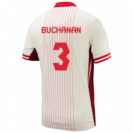 Kandiny Niño Camiseta Canadá Kadeisha Buchanan #3 Blanco 2ª Equipación 24-26 La Camisa Chile