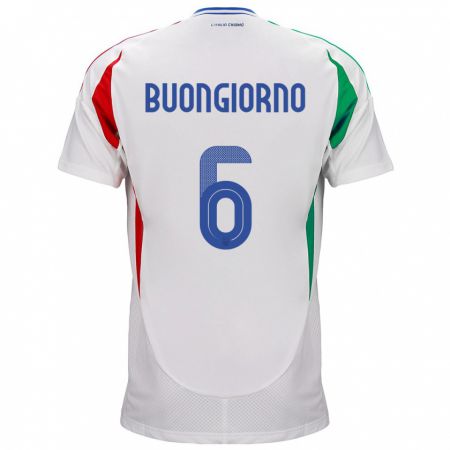 Kandiny Niño Camiseta Italia Alessandro Buongiorno #6 Blanco 2ª Equipación 24-26 La Camisa Chile