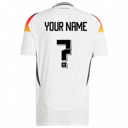 Kandiny Hombre Camiseta Alemania Su Nombre #0 Blanco 1ª Equipación 24-26 La Camisa Chile