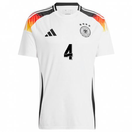 Kandiny Hombre Camiseta Alemania Malick Thiaw #4 Blanco 1ª Equipación 24-26 La Camisa Chile