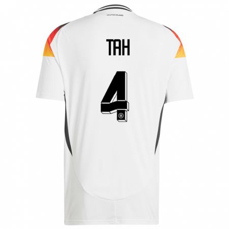 Kandiny Hombre Camiseta Alemania Jonathan Tah #4 Blanco 1ª Equipación 24-26 La Camisa Chile