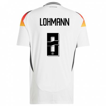 Kandiny Hombre Camiseta Alemania Sydney Lohmann #8 Blanco 1ª Equipación 24-26 La Camisa Chile