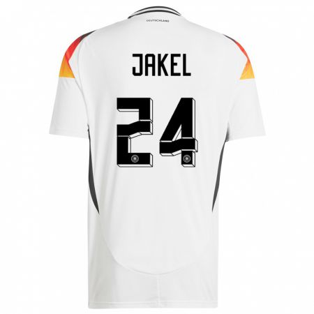 Kandiny Hombre Camiseta Alemania Frederik Jakel #24 Blanco 1ª Equipación 24-26 La Camisa Chile