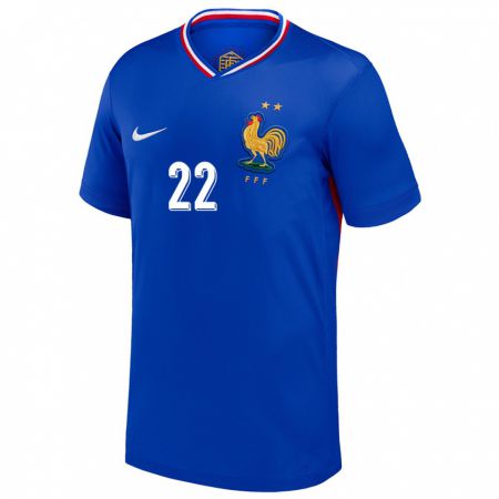 Kandiny Hombre Camiseta Francia Nathan Ngoumou #22 Azul 1ª Equipación 24-26 La Camisa Chile