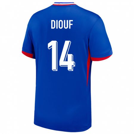 Kandiny Hombre Camiseta Francia Andy Diouf #14 Azul 1ª Equipación 24-26 La Camisa Chile