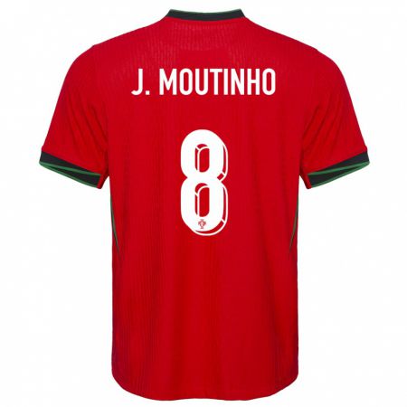 Kandiny Hombre Camiseta Portugal Joao Moutinho #8 Rojo 1ª Equipación 24-26 La Camisa Chile