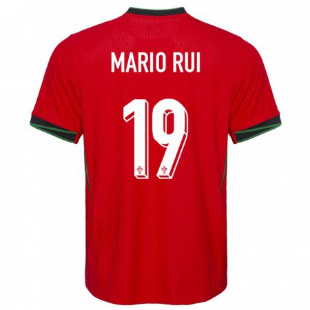 Kandiny Hombre Camiseta Portugal Mario Rui #19 Rojo 1ª Equipación 24-26 La Camisa Chile