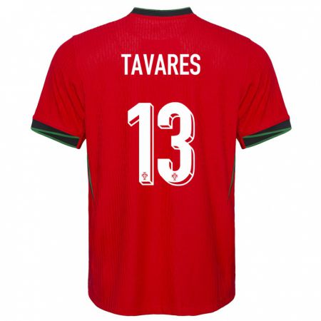 Kandiny Hombre Camiseta Portugal Nuno Tavares #13 Rojo 1ª Equipación 24-26 La Camisa Chile