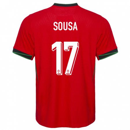 Kandiny Hombre Camiseta Portugal Vasco Sousa #17 Rojo 1ª Equipación 24-26 La Camisa Chile