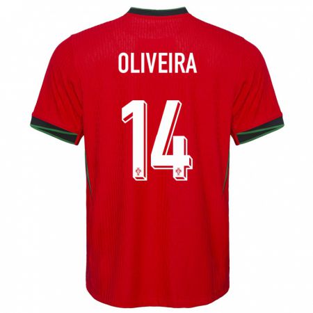 Kandiny Hombre Camiseta Portugal Hugo Oliveira #14 Rojo 1ª Equipación 24-26 La Camisa Chile