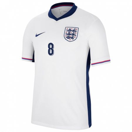 Kandiny Hombre Camiseta Inglaterra Jacob Ramsey #8 Blanco 1ª Equipación 24-26 La Camisa Chile