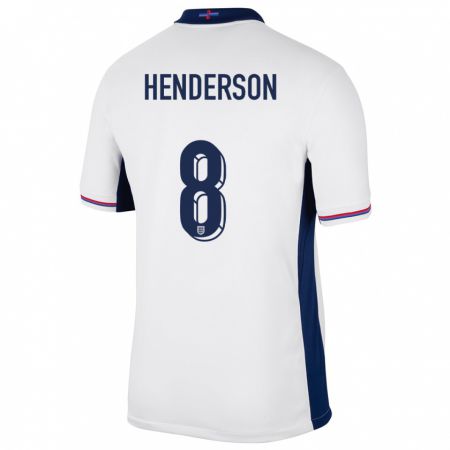 Kandiny Hombre Camiseta Inglaterra Jordan Henderson #8 Blanco 1ª Equipación 24-26 La Camisa Chile