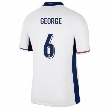 Kandiny Hombre Camiseta Inglaterra Gabby George #6 Blanco 1ª Equipación 24-26 La Camisa Chile