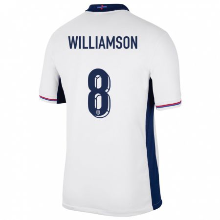 Kandiny Hombre Camiseta Inglaterra Leah Williamson #8 Blanco 1ª Equipación 24-26 La Camisa Chile
