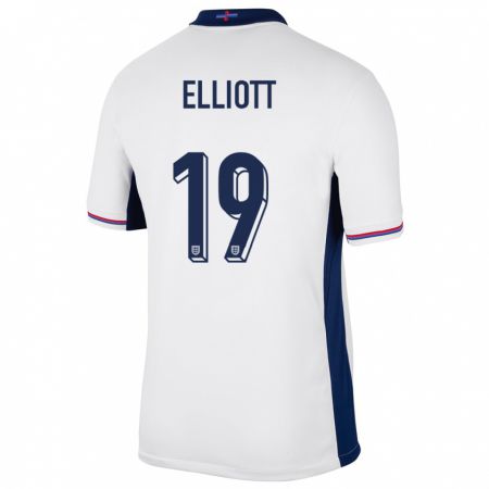 Kandiny Hombre Camiseta Inglaterra Harvey Elliott #19 Blanco 1ª Equipación 24-26 La Camisa Chile