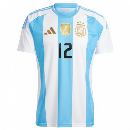 Kandiny Hombre Camiseta Argentina Lautaro Morales #12 Blanco Azul 1ª Equipación 24-26 La Camisa Chile