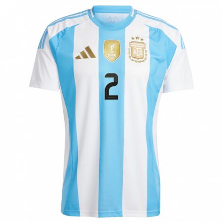 Kandiny Hombre Camiseta Argentina Lucas Martinez Quarta #2 Blanco Azul 1ª Equipación 24-26 La Camisa Chile