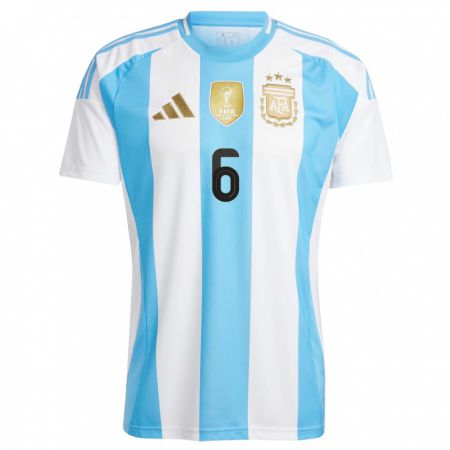 Kandiny Hombre Camiseta Argentina Leonel Mosevich #6 Blanco Azul 1ª Equipación 24-26 La Camisa Chile