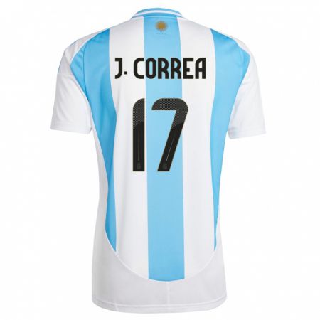 Kandiny Hombre Camiseta Argentina Joaquin Correa #17 Blanco Azul 1ª Equipación 24-26 La Camisa Chile