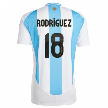 Kandiny Hombre Camiseta Argentina Guido Rodriguez #18 Blanco Azul 1ª Equipación 24-26 La Camisa Chile