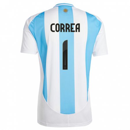Kandiny Hombre Camiseta Argentina Vanina Correa #1 Blanco Azul 1ª Equipación 24-26 La Camisa Chile