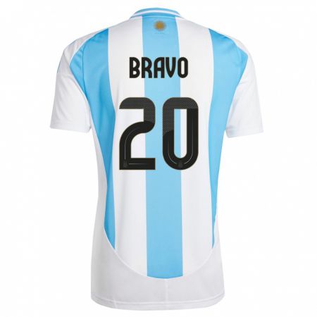 Kandiny Hombre Camiseta Argentina Ruth Bravo #20 Blanco Azul 1ª Equipación 24-26 La Camisa Chile