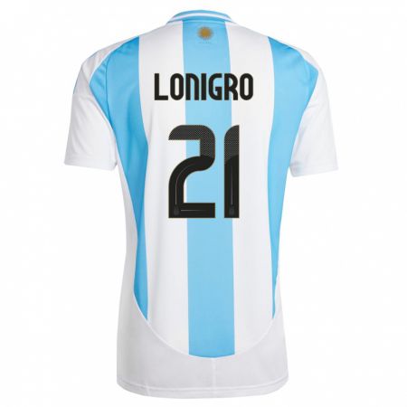 Kandiny Hombre Camiseta Argentina Erica Lonigro #21 Blanco Azul 1ª Equipación 24-26 La Camisa Chile
