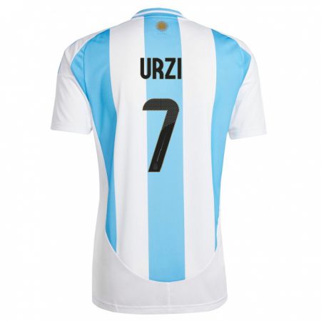 Kandiny Hombre Camiseta Argentina Agustin Urzi #7 Blanco Azul 1ª Equipación 24-26 La Camisa Chile