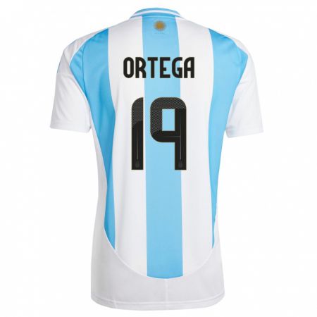 Kandiny Hombre Camiseta Argentina Francisco Ortega #19 Blanco Azul 1ª Equipación 24-26 La Camisa Chile