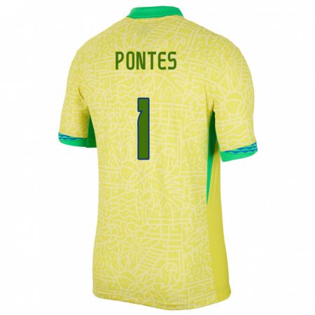 Kandiny Hombre Camiseta Brasil Mycael Pontes #1 Amarillo 1ª Equipación 24-26 La Camisa Chile