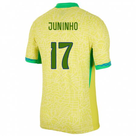 Kandiny Hombre Camiseta Brasil Juninho #17 Amarillo 1ª Equipación 24-26 La Camisa Chile