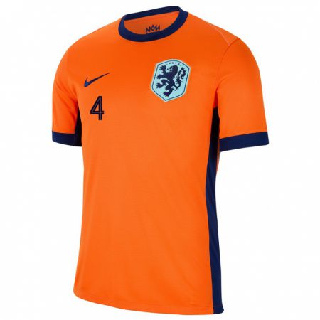 Kandiny Hombre Camiseta Países Bajos Maxim Dekker #4 Naranja 1ª Equipación 24-26 La Camisa Chile