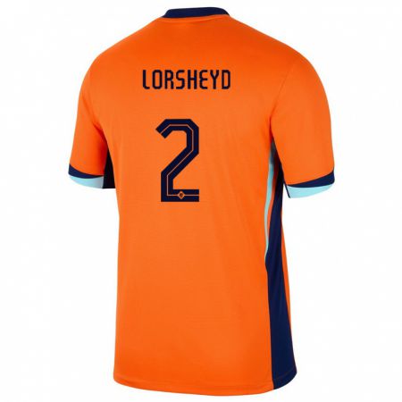 Kandiny Hombre Camiseta Países Bajos Barbara Lorsheyd #2 Naranja 1ª Equipación 24-26 La Camisa Chile