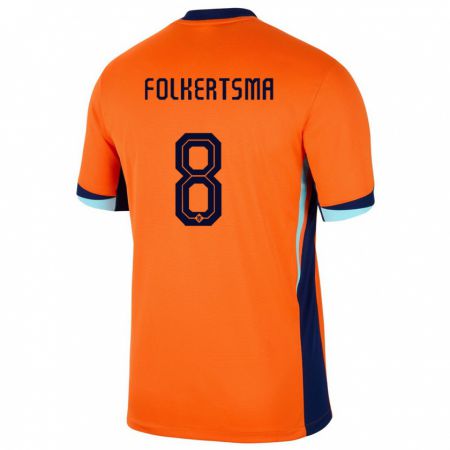 Kandiny Hombre Camiseta Países Bajos Sisca Folkertsma #8 Naranja 1ª Equipación 24-26 La Camisa Chile