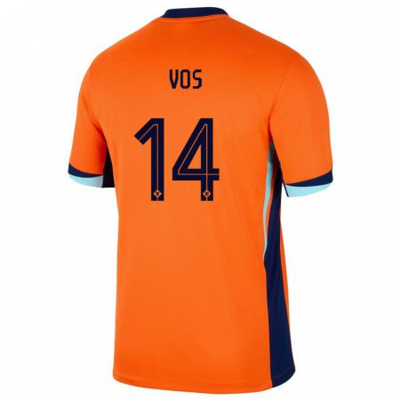 Kandiny Hombre Camiseta Países Bajos Silvano Vos #14 Naranja 1ª Equipación 24-26 La Camisa Chile